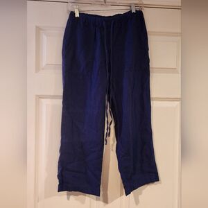 Chadwicks of Boston dark blue linen blend stretch cropped pants S